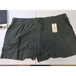 Terra & Sky Women's Plus 4X (28W–30W) Dark Aloe Knit Shorts Drawstring...